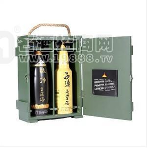 金門古寧頭炮彈+子彈高粱酒53°小木箱禮盒