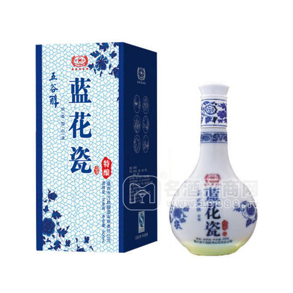 五谷醇藍(lán)花瓷特釀白酒500ml