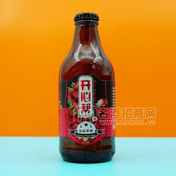 開心幫荔枝果啤酒招商3.5%vol 瓶裝水果啤酒代理280ml