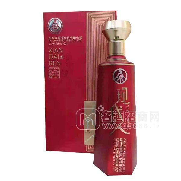 現(xiàn)代人酒濃香型白酒招商紅瓶禮盒裝500ml