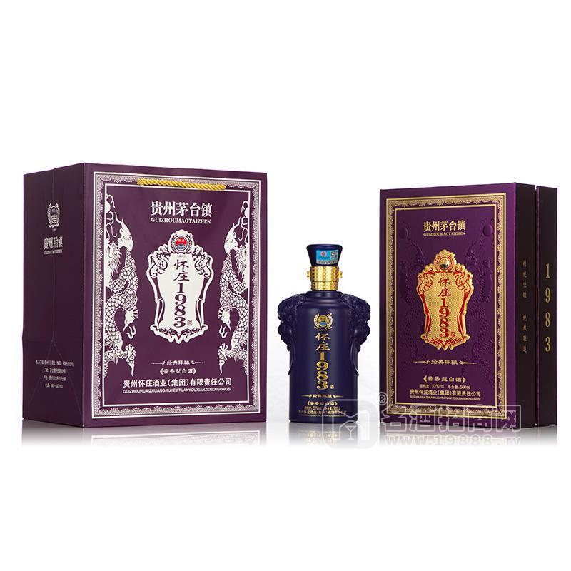 懷莊1983經(jīng)典陳釀醬香型白酒53度白酒禮盒裝招商500ml