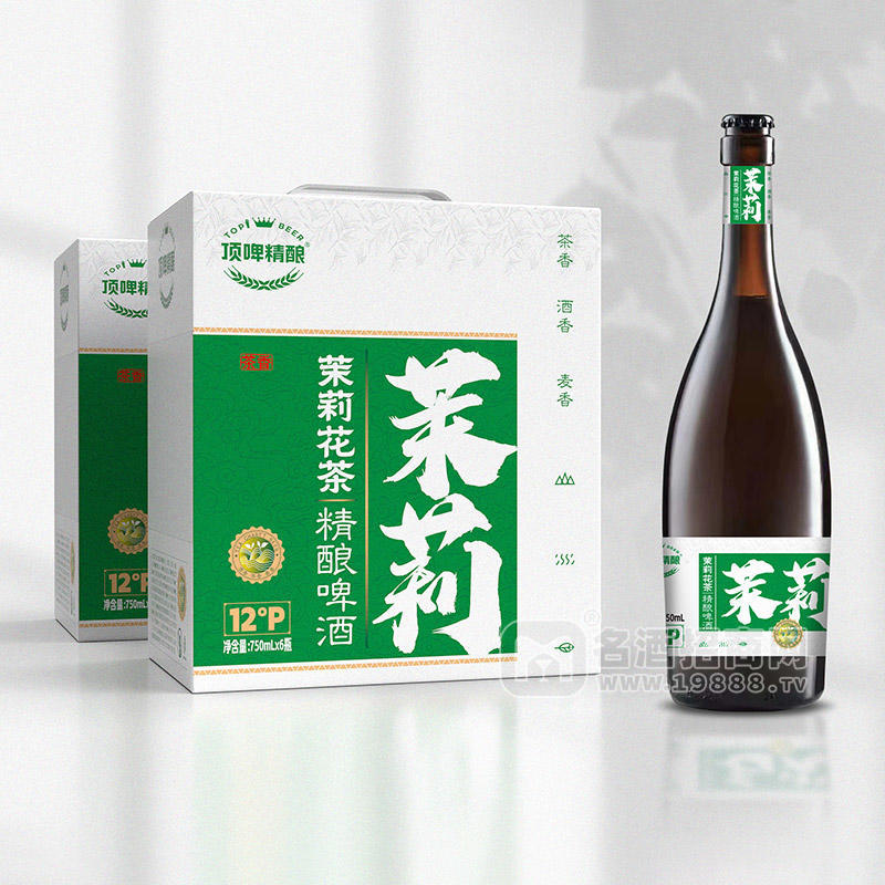 頂啤精釀茉莉花茶精釀啤酒12°P箱裝招商750ml×6瓶