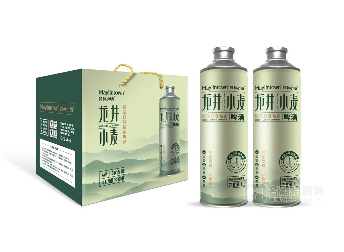 美林小鎮(zhèn)龍井小麥綠茶口味11°P精釀啤酒箱裝招商1L×6罐