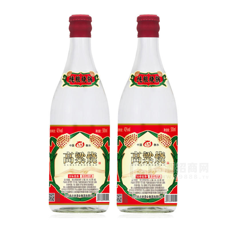 龍舉高粱燒酒42度濃香型白酒瓶裝招商500ml