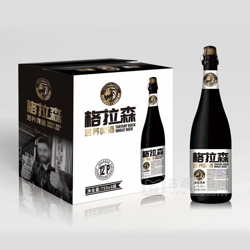 格拉森苦蕎啤酒箱裝玻璃瓶招商750mL×6瓶