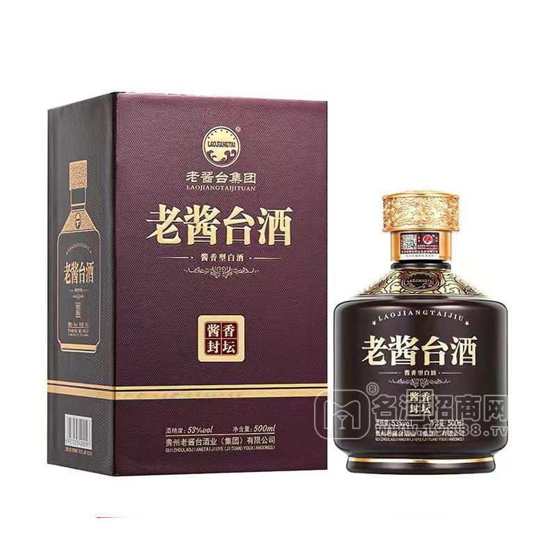 老醬臺(tái)白酒醬酒53度醬香封壇白酒代理500mL