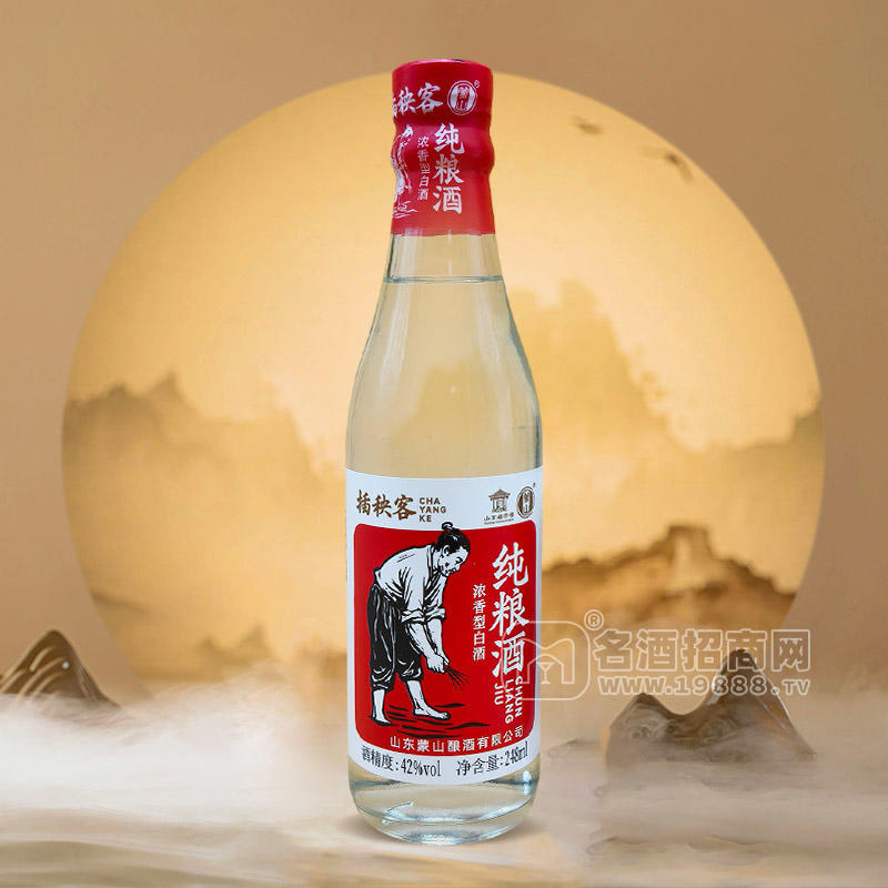 蒙山插秧客純糧酒濃香型白酒42度廠家招商248ml